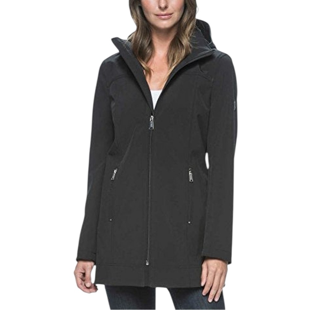 ANDREW MARC Waterproof Softshell Zip Front Trench Coat in Classic Black Size S - Picture 6 of 12